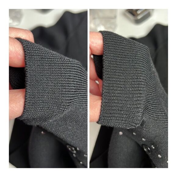 NWOT SONIA RYKIEL Paris Wool Black Rhinestone Trim Button Down Knit Cardigan - Picture 14 of 14